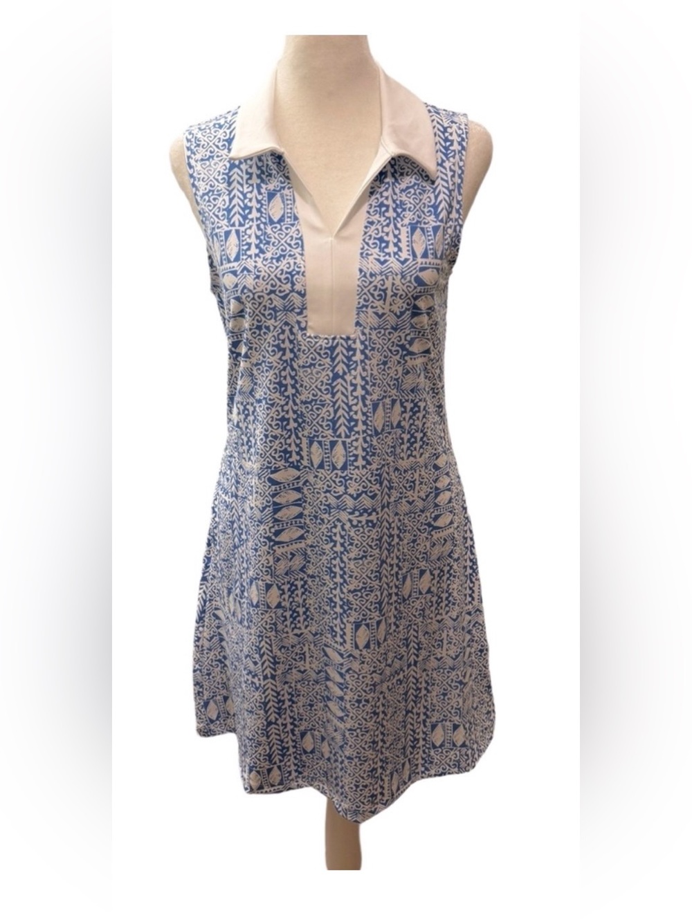 Sigrid Olsen Blue & White Sleeveless Dress.